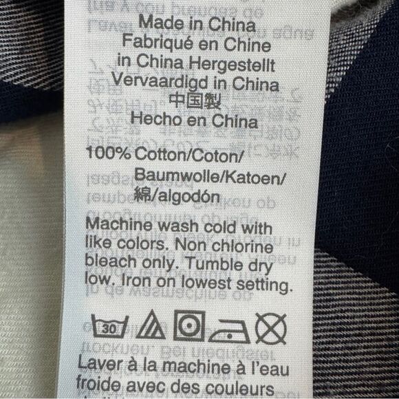 J. Crew Navy Buffalo Check Flannel Blouse M - Picture 5 of 7